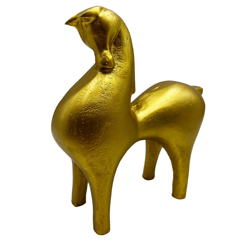 Pemberly Row Decorative Handmade Aluminum 7-inch Modern Horse Sculpture in Gold