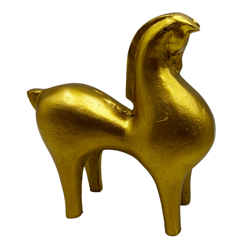Pemberly Row Decorative Handmade Aluminum 7-inch Modern Horse Sculpture in Gold