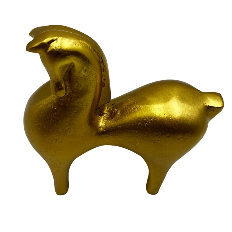 Pemberly Row Decorative Handmade Aluminum 7-inch Modern Horse Sculpture in Gold