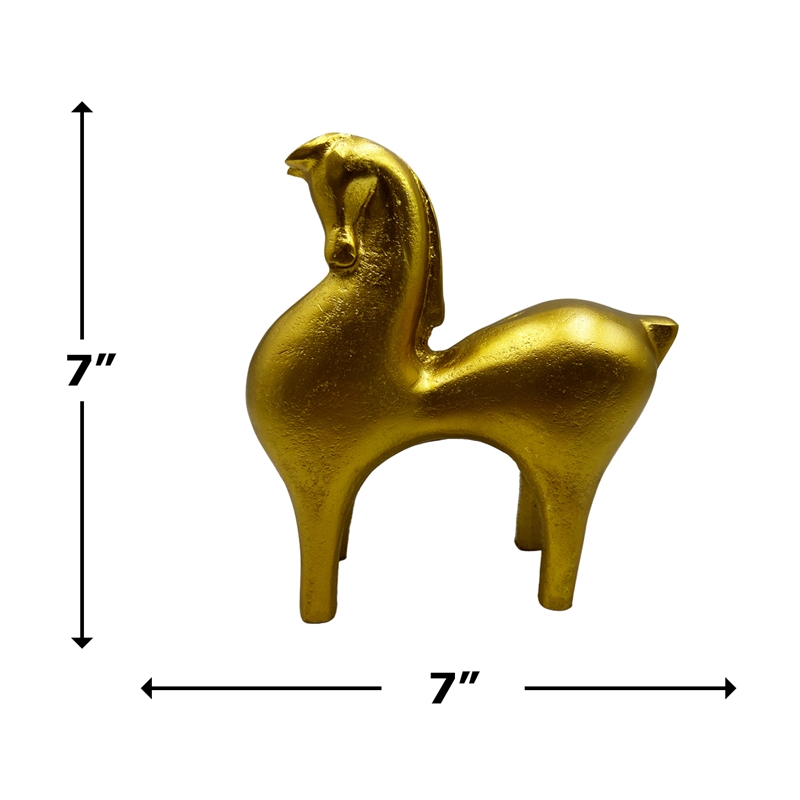Pemberly Row Decorative Handmade Aluminum 7-inch Modern Horse Sculpture in Gold