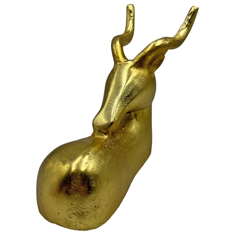 Pemberly Row Decorative Handmade Aluminum 9-inch Modern Deer Sculpture in Gold