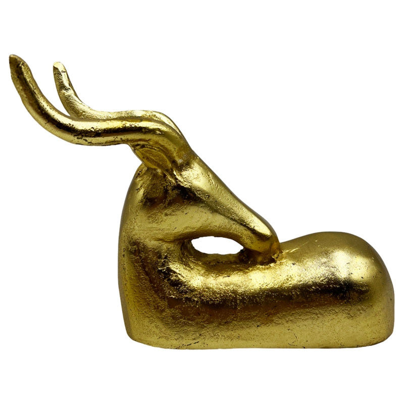 Pemberly Row Decorative Handmade Aluminum 9-inch Modern Deer Sculpture in Gold