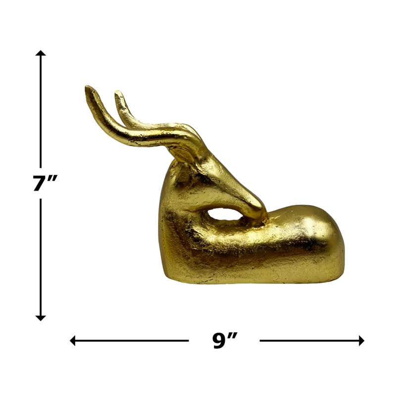 Pemberly Row Decorative Handmade Aluminum 9-inch Modern Deer Sculpture in Gold