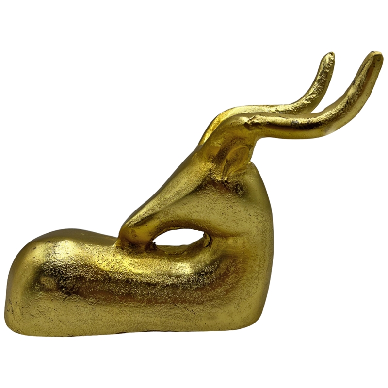 Pemberly Row Decorative Handmade Aluminum 9-inch Modern Deer Sculpture in Gold
