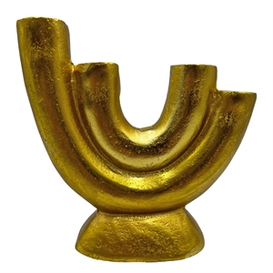 Pemberly Row 17&quot Decorative Handmade Aluminum U-shape Candle Holder in Gold