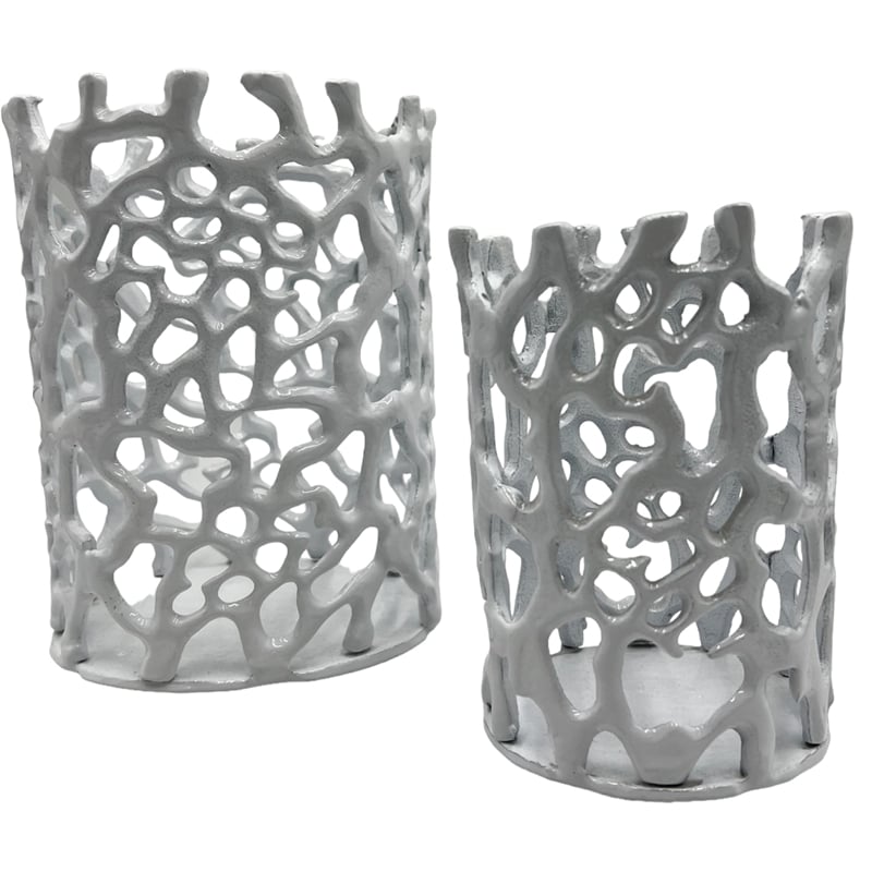 Pemberly Row Set of 2 Decorative Handmade Aluminum Modern Candle Holder