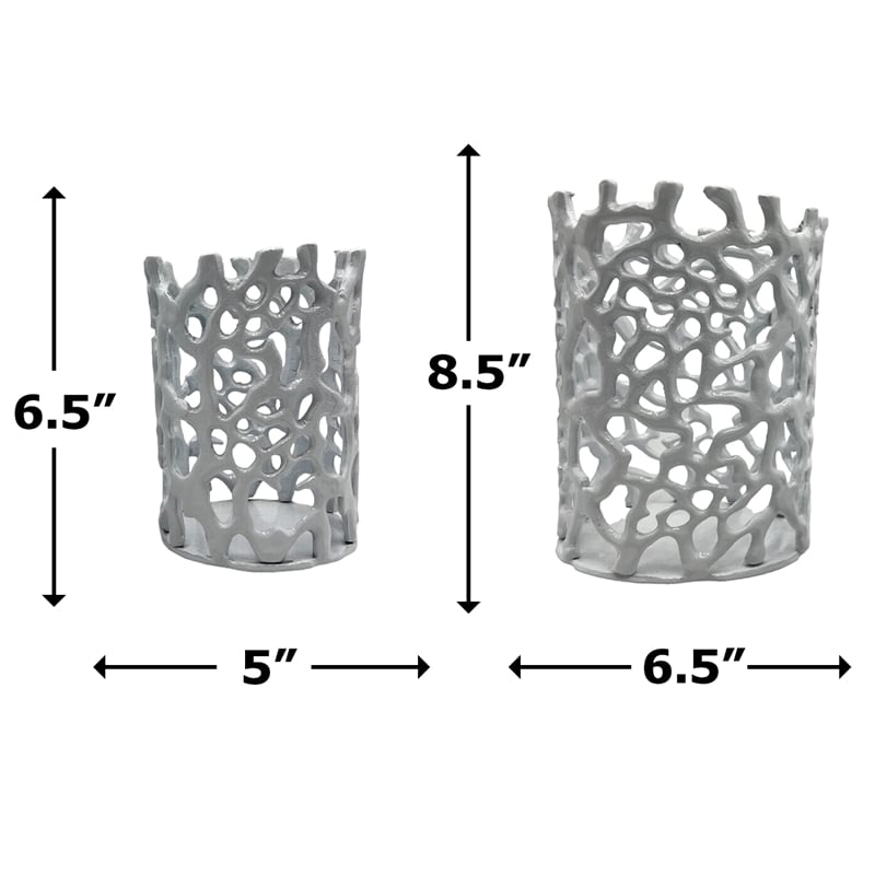 Pemberly Row Set of 2 Decorative Handmade Aluminum Modern Candle Holder