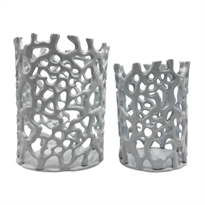 Pemberly Row Set of 2 Decorative Handmade Aluminum Modern Candle Holder