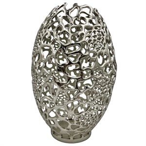Pemberly Row 20&quot Decorative Handmade Aluminum Egg Nest Flower Vase in Nickel