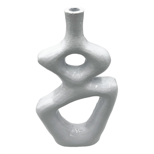 Pemberly Row 12&quot Tall Decorative Handmade Aluminum Gourd Flower Vase in White