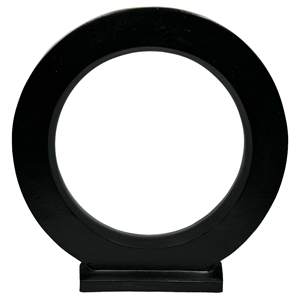 Pemberly Row 21&quot Decorative Handmade Aluminum Modern Round Sculpture in Black