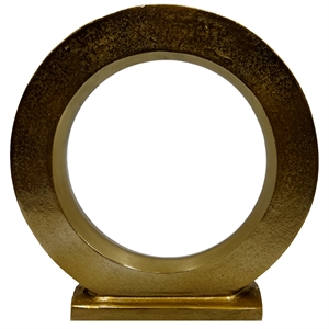 Pemberly Row 15&quot Decorative Handmade Aluminum Modern Round Sculpture in Gold