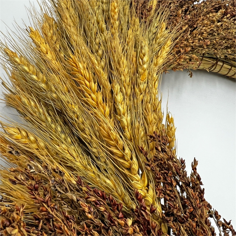 Pemberly Row Decorative Fall Wreath made from Real Preserved Wheat
