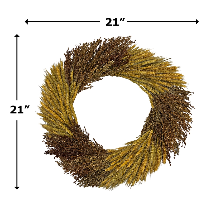 Pemberly Row Decorative Fall Wreath made from Real Preserved Wheat