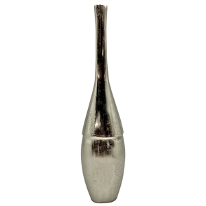 Pemberly Row 16&quot Decorative Handmade Aluminum Bottle Flower Vase in Silver