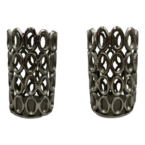 Pemberly Row 7&quot Handmade Aluminum Hollow-Craved Candle Holder Set of 2