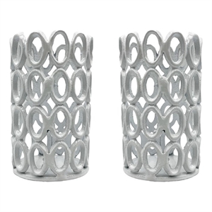 Pemberly Row 7&quot Handmade Aluminum Hollow-Craved Candle Holder Set of 2