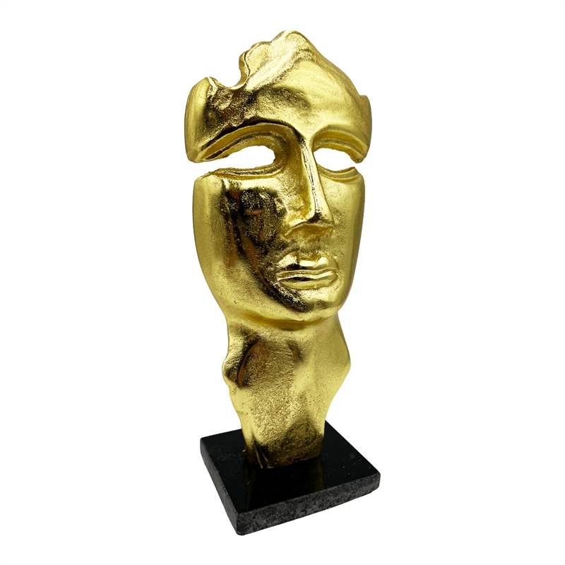 Pemberly Row Decorative Handmade Aluminum 12-inch Abstract Face Sculpture