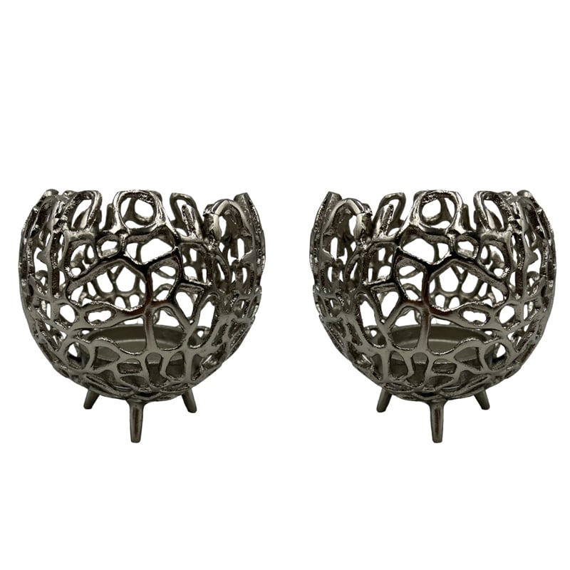 Pemberly Row Decorative Handmade Aluminum Round Votive Candle Holder (Set of 2)