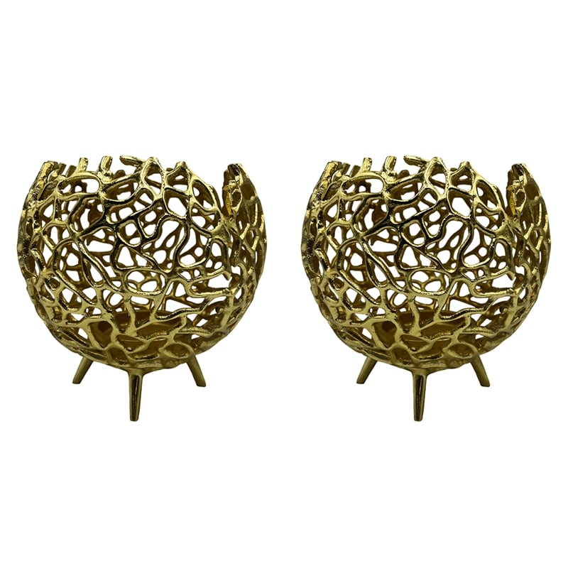 Pemberly Row Decorative Handmade Aluminum Round Votive Candle Holder (Set of 2)