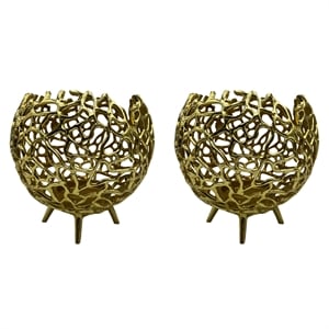 Pemberly Row Decorative Handmade Aluminum Round Votive Candle Holder (Set of 2)