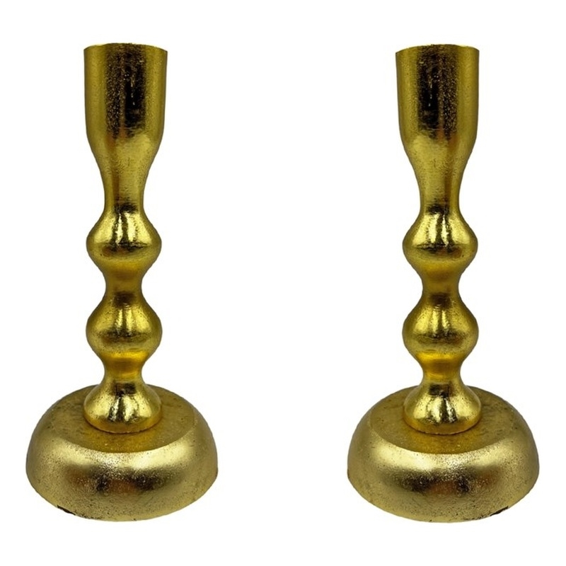 Pemberly Row 7-inch Decorative Handmade Aluminum Modern Candle Holder (Set of 2)