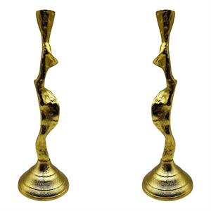 Pemberly Row 14&quot Decorative Handmade Aluminum Artistic Candle Holder Set of 2