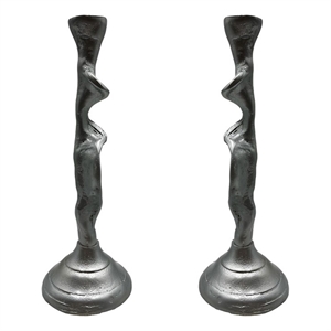 Pemberly Row 14&quot Decorative Handmade Aluminum Artistic Candle Holder Set of 2