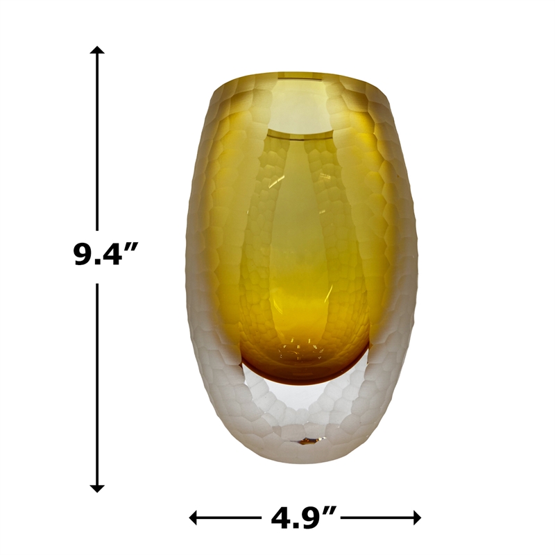 Pemberly Row Modern / Contemporary Handmade Glass Vase in Amber