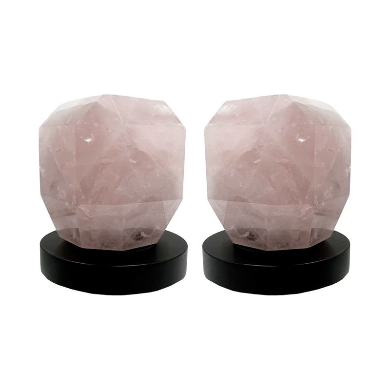 Pemberly Row Matte Black Brass Bathroom Faucet with Pink Rose Quartz Handles