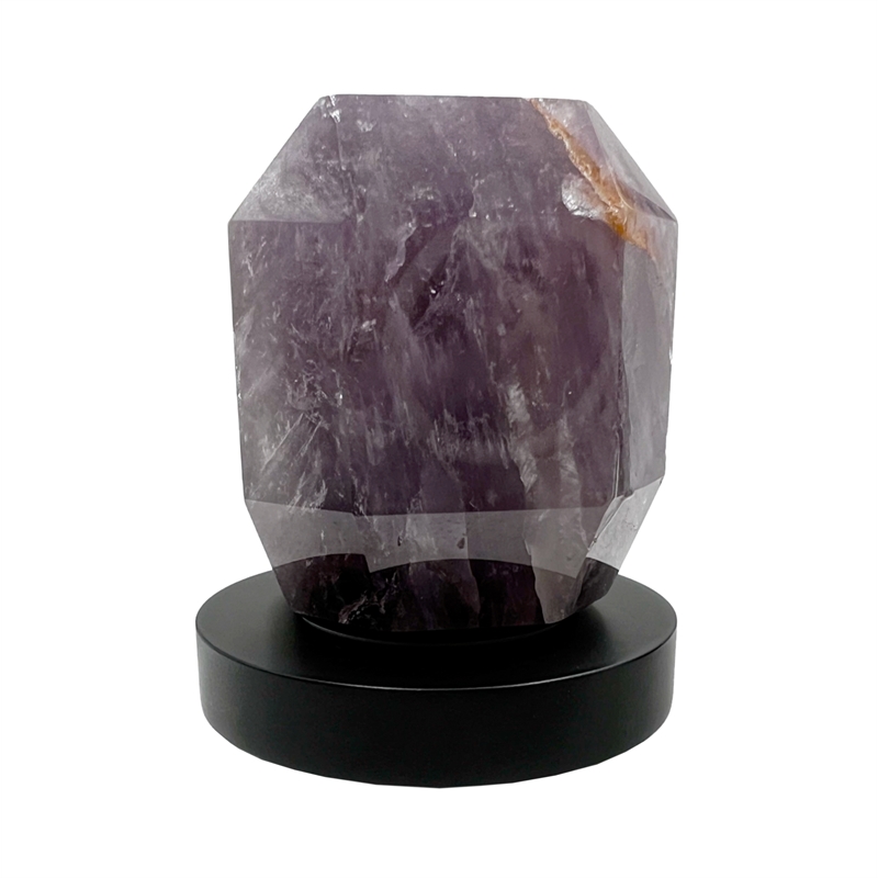 Pemberly Row Matte Black Brass Bathroom Faucet with Purple Amethyst Handles