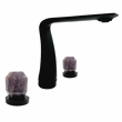 Pemberly Row Matte Black Brass Bathroom Faucet with Purple Amethyst Handles