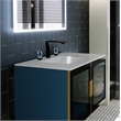 Pemberly Row Matte Black Brass Bathroom Faucet with Blue Glass Handles