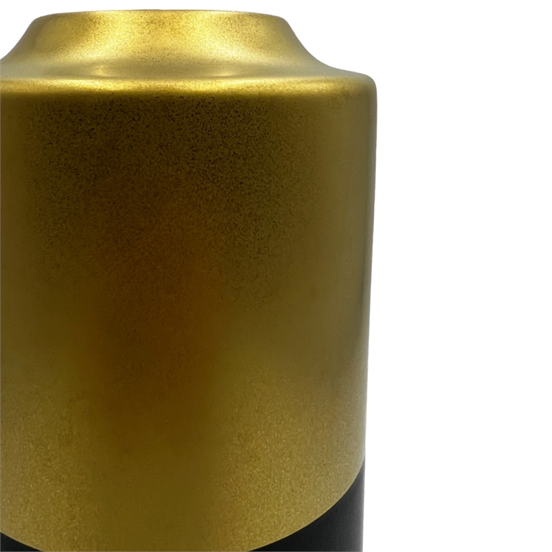 Pemberly Row 11-inch Tall Black and Gold Modern Ceramic Vase