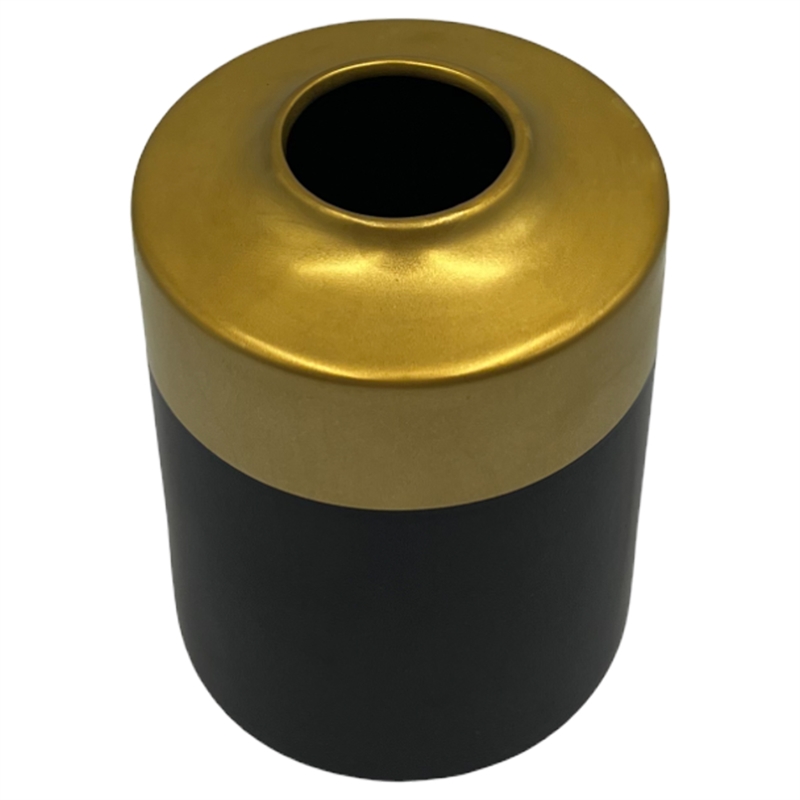 Pemberly Row Contemporary 8-inch Tall Black and Gold Ceramic Vase