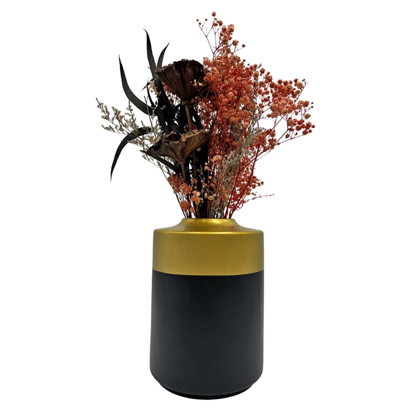 Pemberly Row Contemporary 8-inch Tall Black and Gold Ceramic Vase