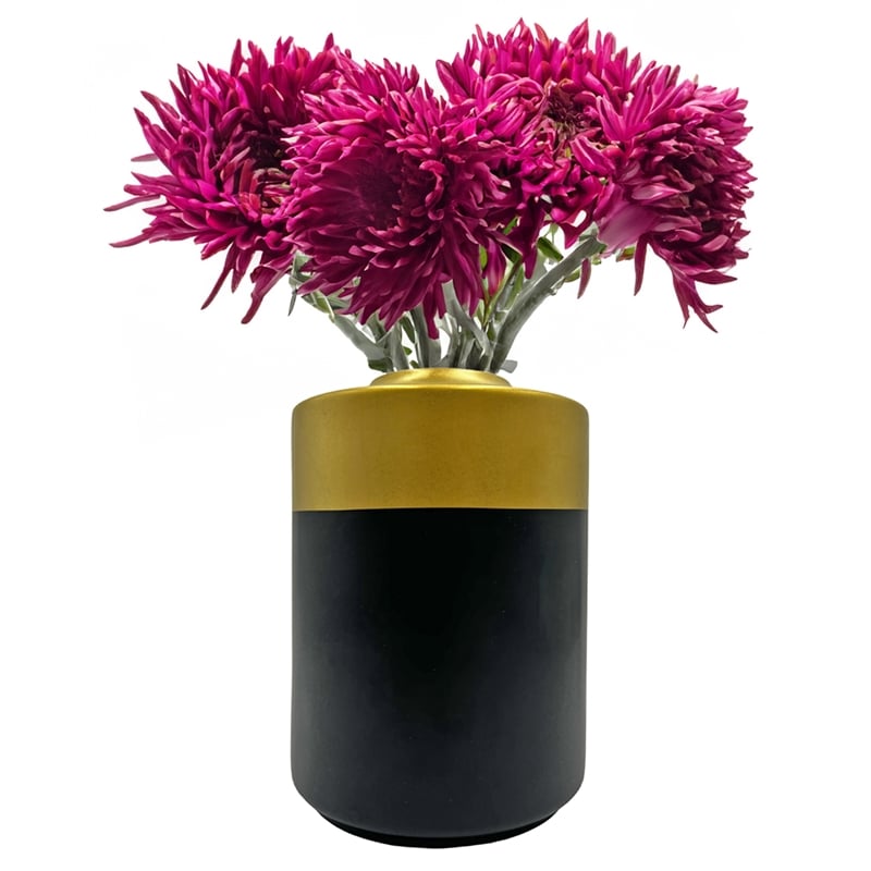 Pemberly Row Contemporary 8-inch Tall Black and Gold Ceramic Vase