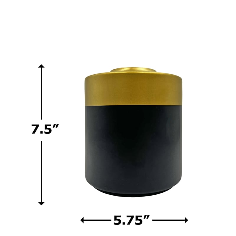 Pemberly Row Contemporary 8-inch Tall Black and Gold Ceramic Vase