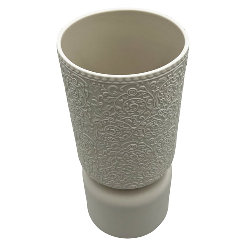 Pemberly Row 12-inch Tall Modern Ceramic Flower Vase in White