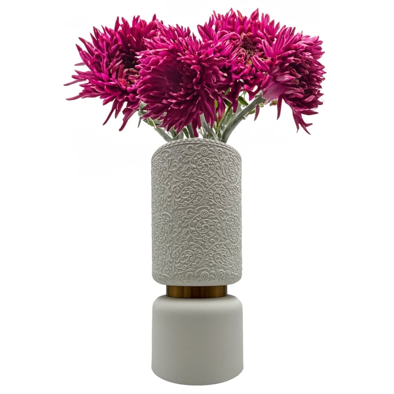 Pemberly Row 12-inch Tall Modern Ceramic Flower Vase in White