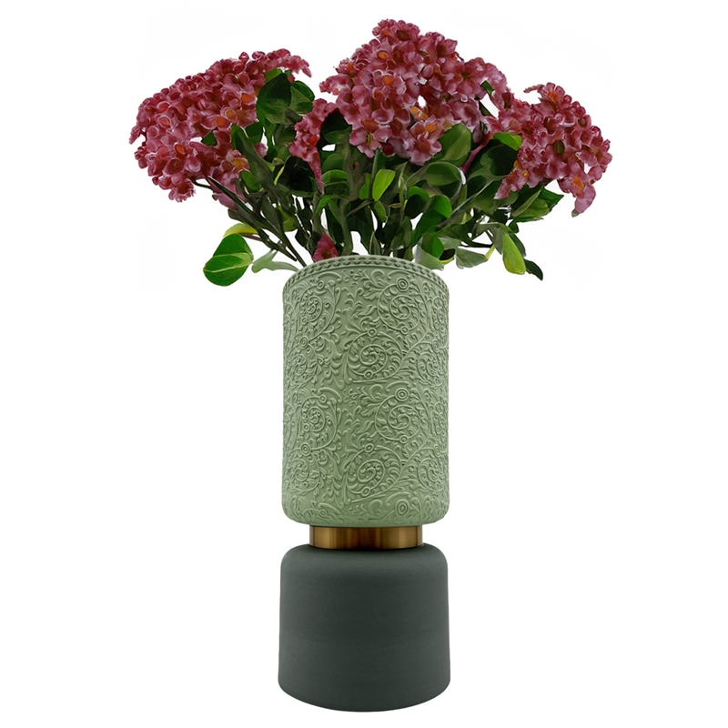 Pemberly Row 12-inch Tall Modern Ceramic Flower Vase in Green