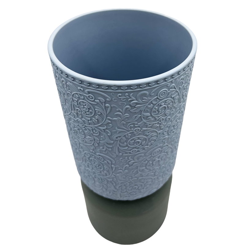 Pemberly Row 12-inch Tall Modern Ceramic Flower Vase in Blue