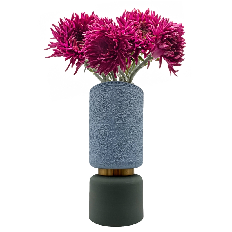 Pemberly Row 12-inch Tall Modern Ceramic Flower Vase in Blue