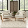 Pemberly Row Contemporary Easy Care Cream Fabric Area Rug (4'x6')