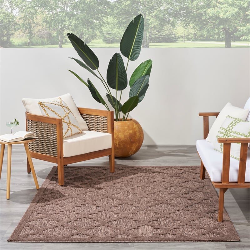 Pemberly Row Contemporary Easy Care Brown Fabric Area Rug (6'x9')