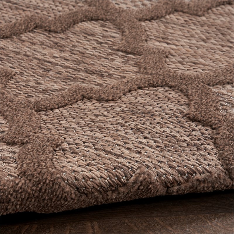 Pemberly Row Contemporary Easy Care Brown Fabric Area Rug (6'x9')