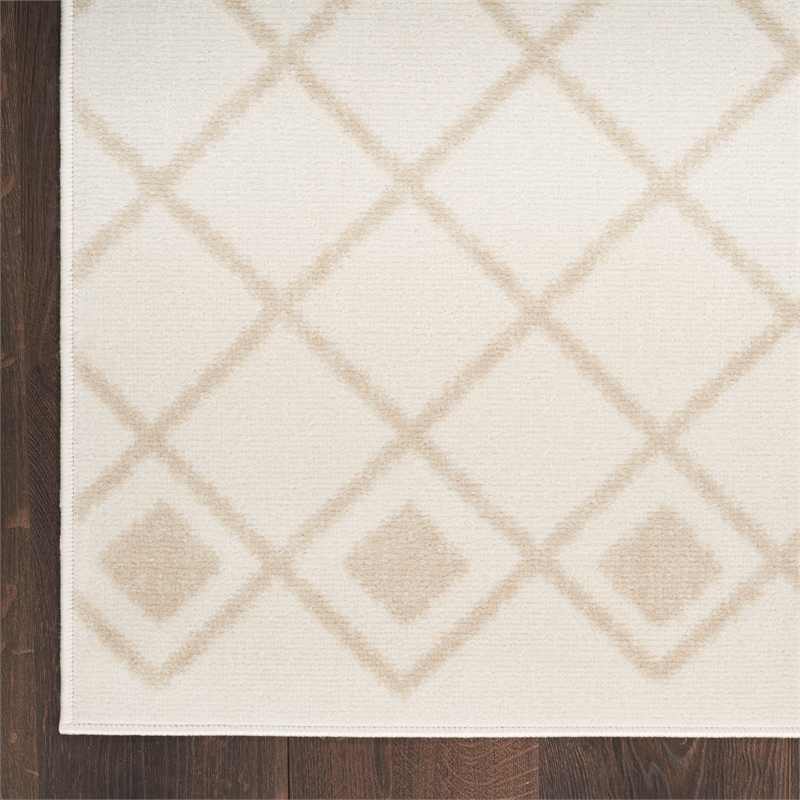 Pemberly Row Transitional Ivory Beige Fabric Bohemian Area Rug (5'x7')