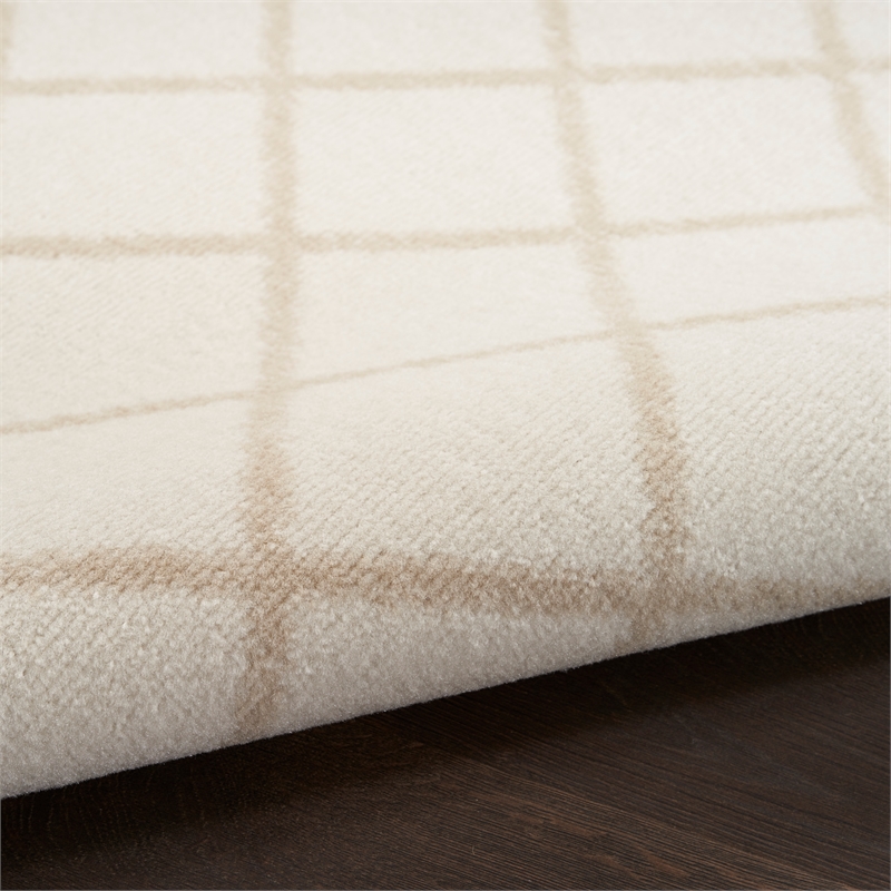 Pemberly Row Transitional Ivory Beige Fabric Bohemian Area Rug (5'x7')