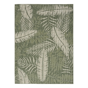 Pemberly Row Garden Oasis 48&quotx72&quot Outdoor Polypropylene Fabric Rug - Green/Ivory