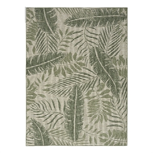 Pemberly Row Garden Oasis 48&quotx72&quot Outdoor Polypropylene Fabric Rug - Green/Ivory